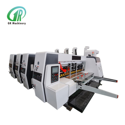Máquina de impressão ondulada de Flexo da caixa do controle do PLC do ISO com entalho do empilhador cortando