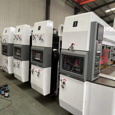 Máquina de impressão ondulada de Flexo da caixa do controle do PLC do ISO com entalho do empilhador cortando