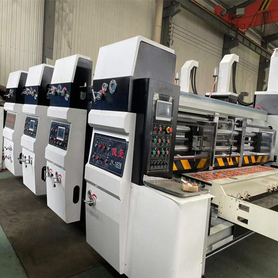Máquina de impressão ondulada de Flexo da caixa do controle do PLC do ISO com entalho do empilhador cortando