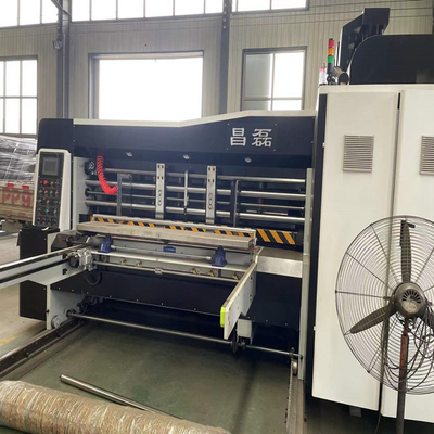 Máquina de impressão ondulada de Flexo da caixa do controle do PLC do ISO com entalho do empilhador cortando