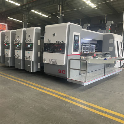 Máquina de impressão e ranhuramento rotativo para caixas de cartão ondulado