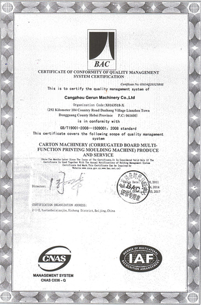 China Cangzhou Gerun Machinery Co.,Ltd Certificações